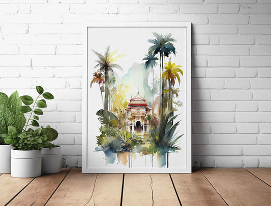 Framed Image of Thai Buddhist temple Wall Art Poster Print