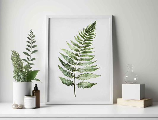 Framed Image of Tropical Fern Watercolour Wall Art Poster Print
