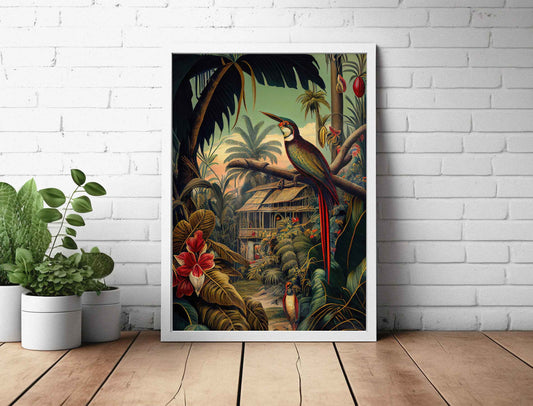 Framed Image of Jungle Scene Maximalist Wall Art Poster Print