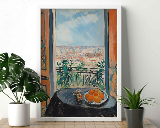 Framed Image of Matisse Style Art Wall Print Orange & Terracotta Oil Paintings
