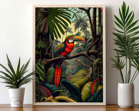 Framed Image of Botanical Jungle Maximalist Style Oil Paintings Wall Art Prints