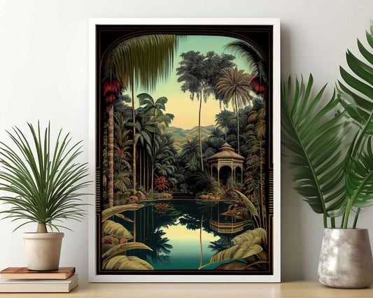 Framed Image of Jungle Maximalist Style Botanical Oil Paintings Wall Art Prints