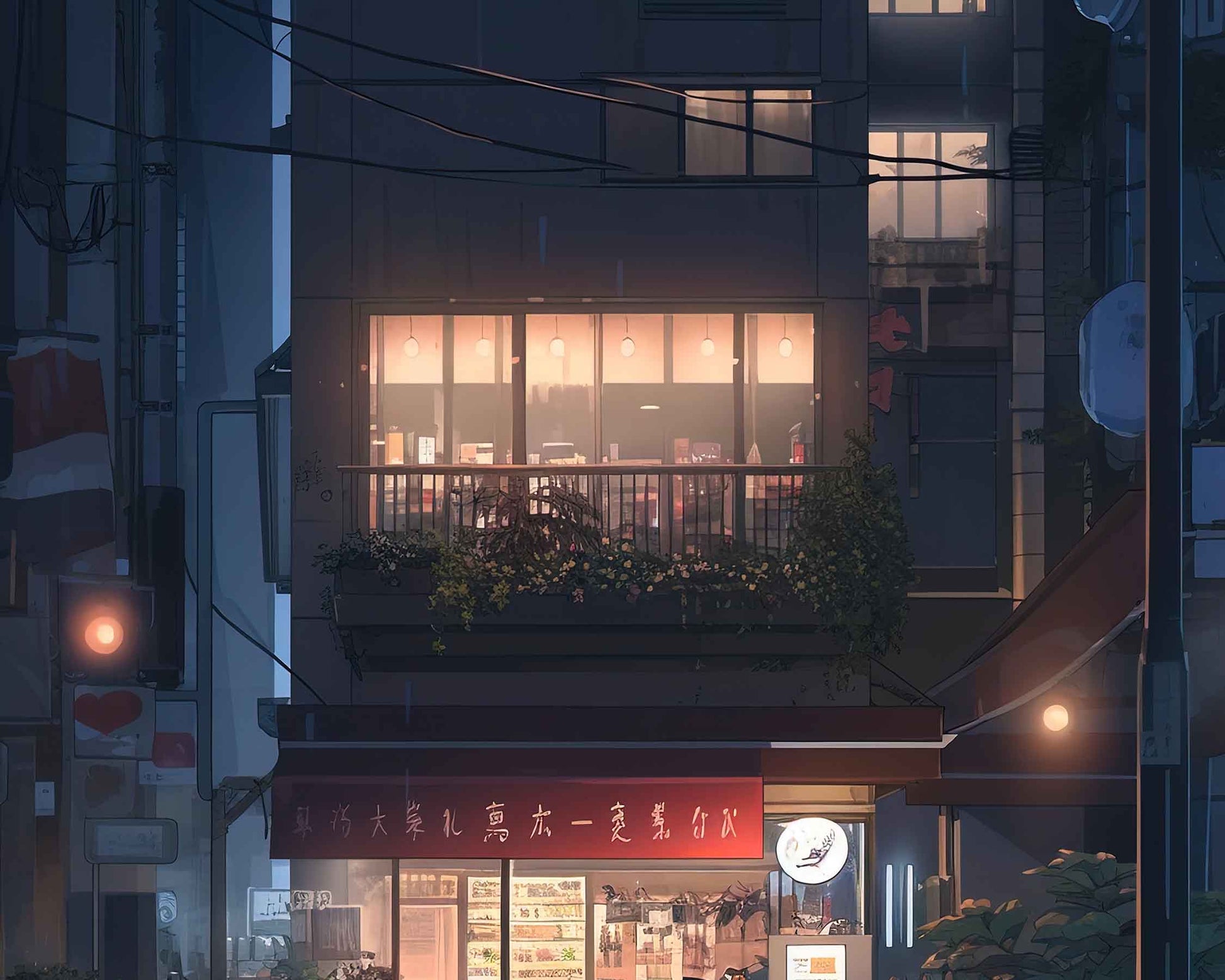 Framed Image of Lofi Kawaii Japanese Manga Anime City Art Wall Prints