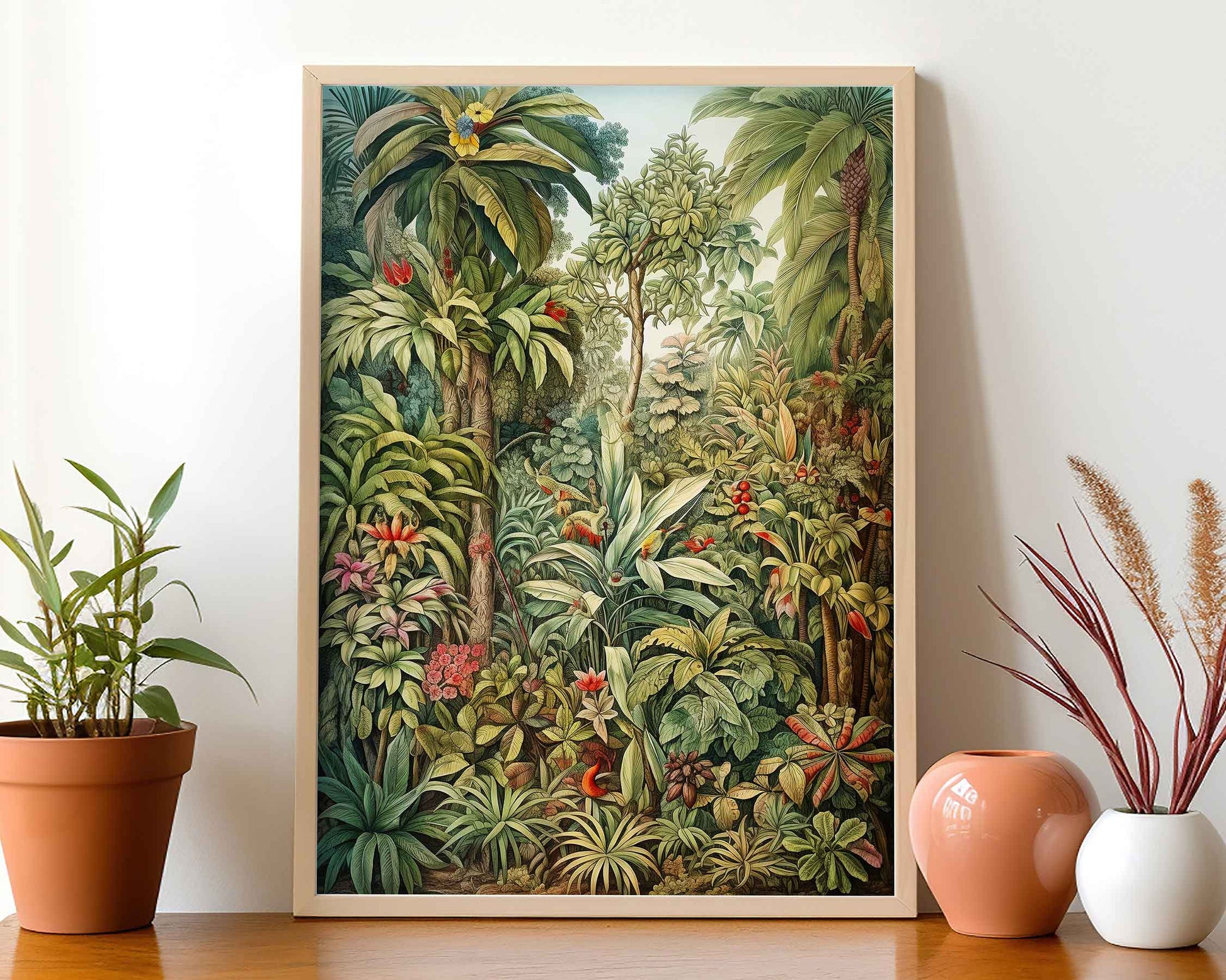 Framed Image of Vintage Botanical Victorian Jungle Wall Art, Maximalist Prints