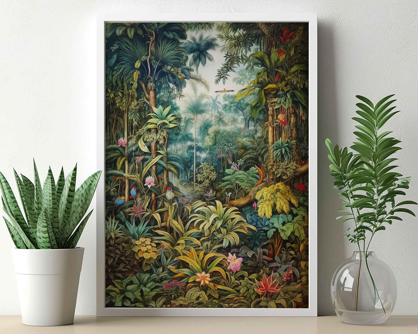 Framed Image of Vintage Victorian Jungle Botanical Wall Art, Maximalist Prints