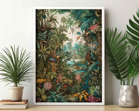 Framed Image of Vintage Jungle Botanical Victorian Wall Art, Maximalist Prints