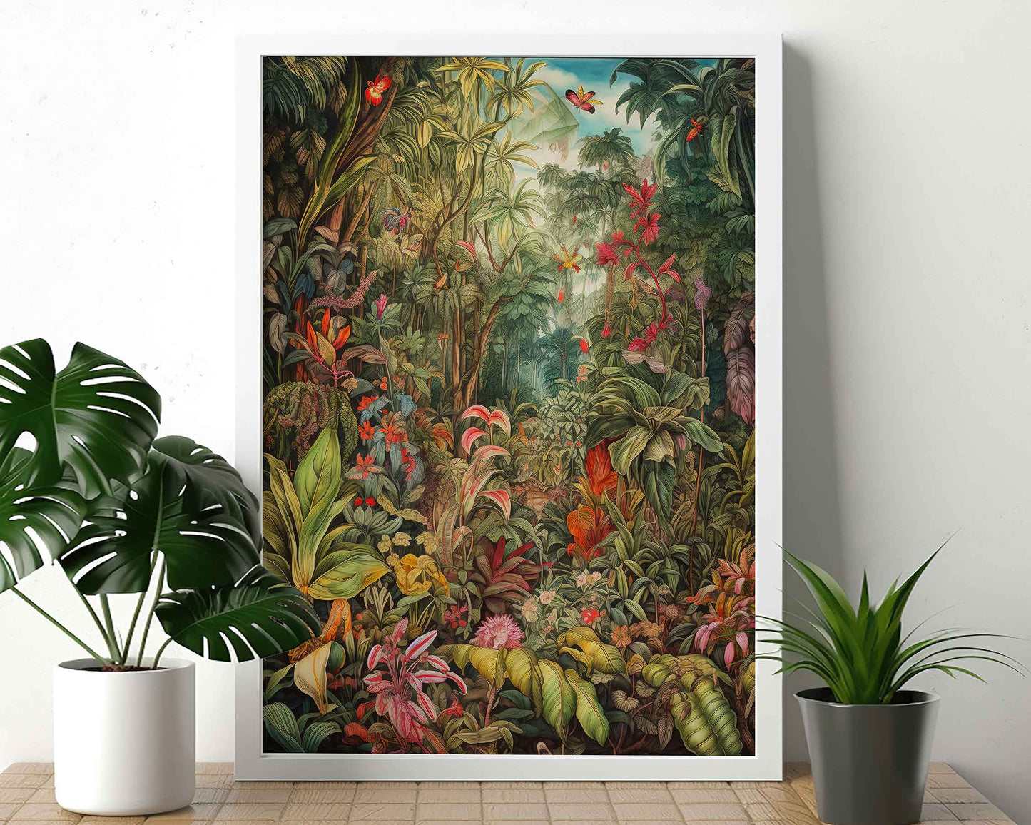 Framed Image of Victorian Botanical Vintage Jungle Wall Art, Maximalist Prints