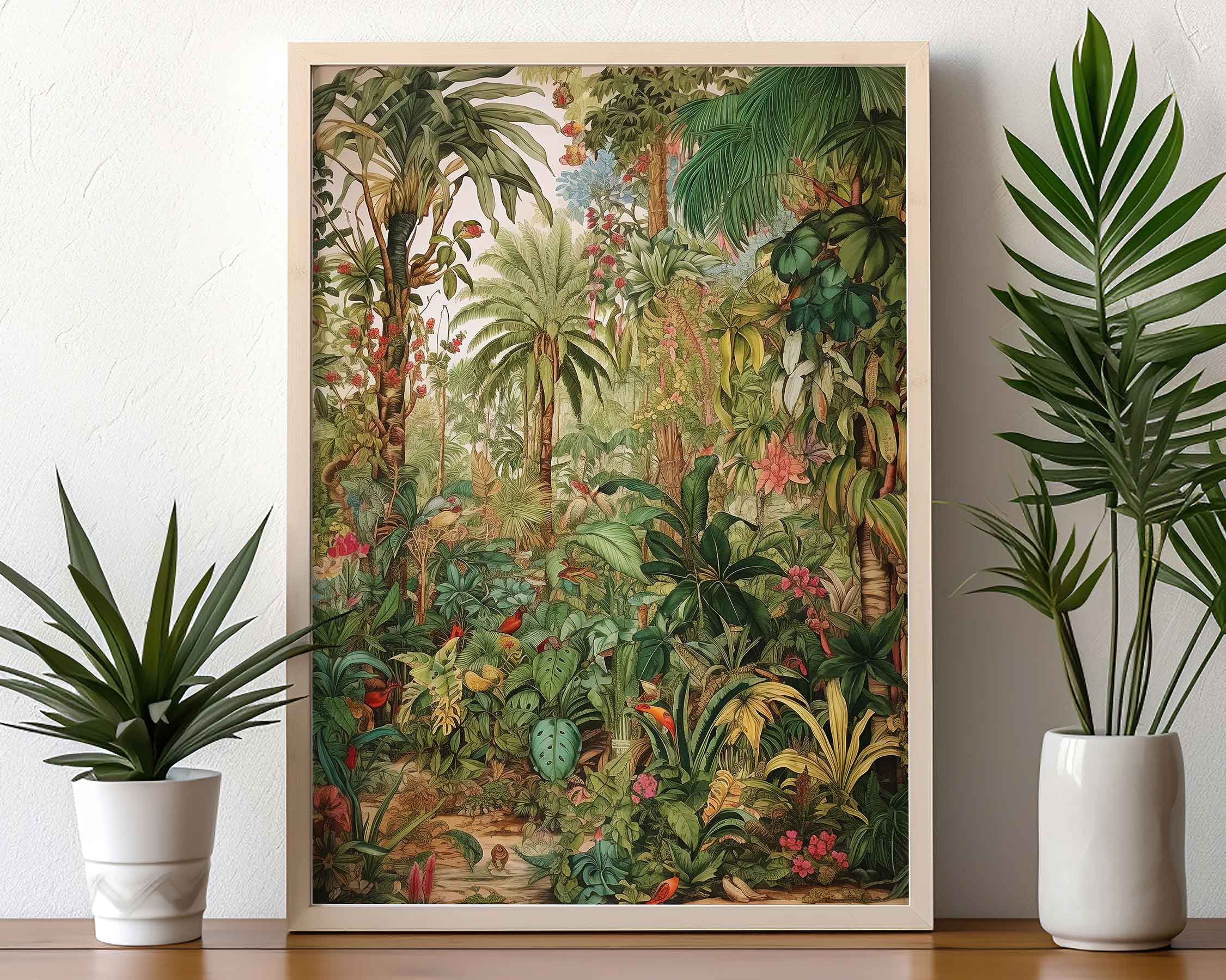 Framed Image of Victorian Botanical Jungle Vintage Wall Art, Maximalist Prints