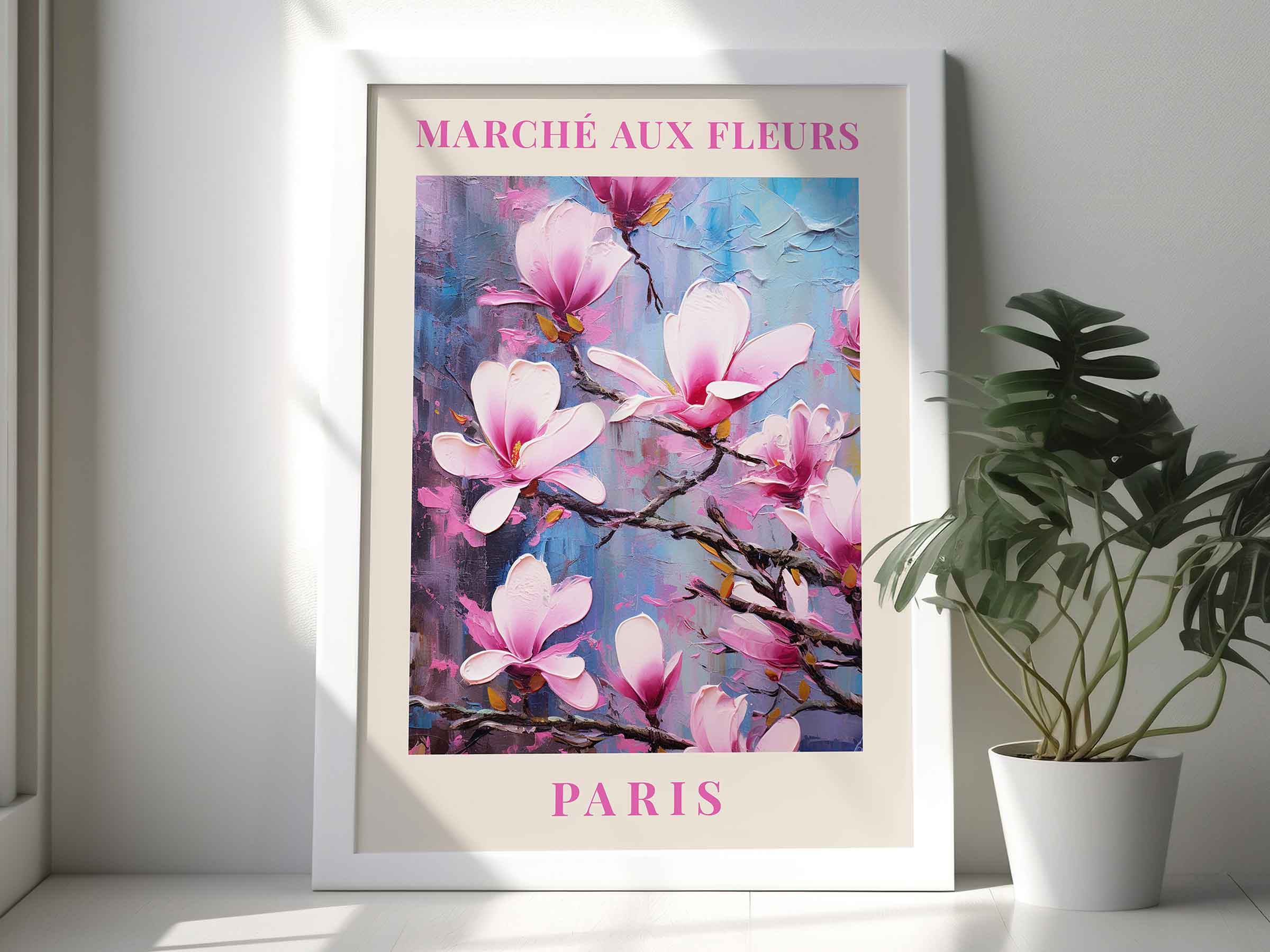 Framed Image of Paris Flower Market Prints Botanical Boho Vintage Painting Wall Art Posters