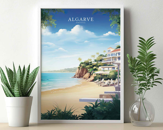 Framed Image of Algarve Portugal Travel Posters Wall Art Prints Illustration