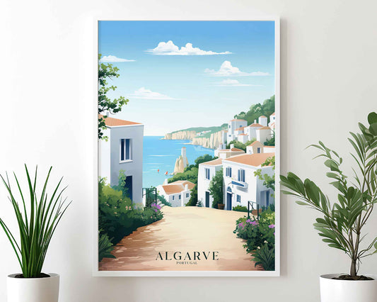 Framed Image of Algarve Portugal Travel Print Posters Wall Art Illustration