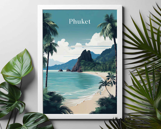 Framed Image of Phuket Thailand Wall Art Travel Print Posters Illustration