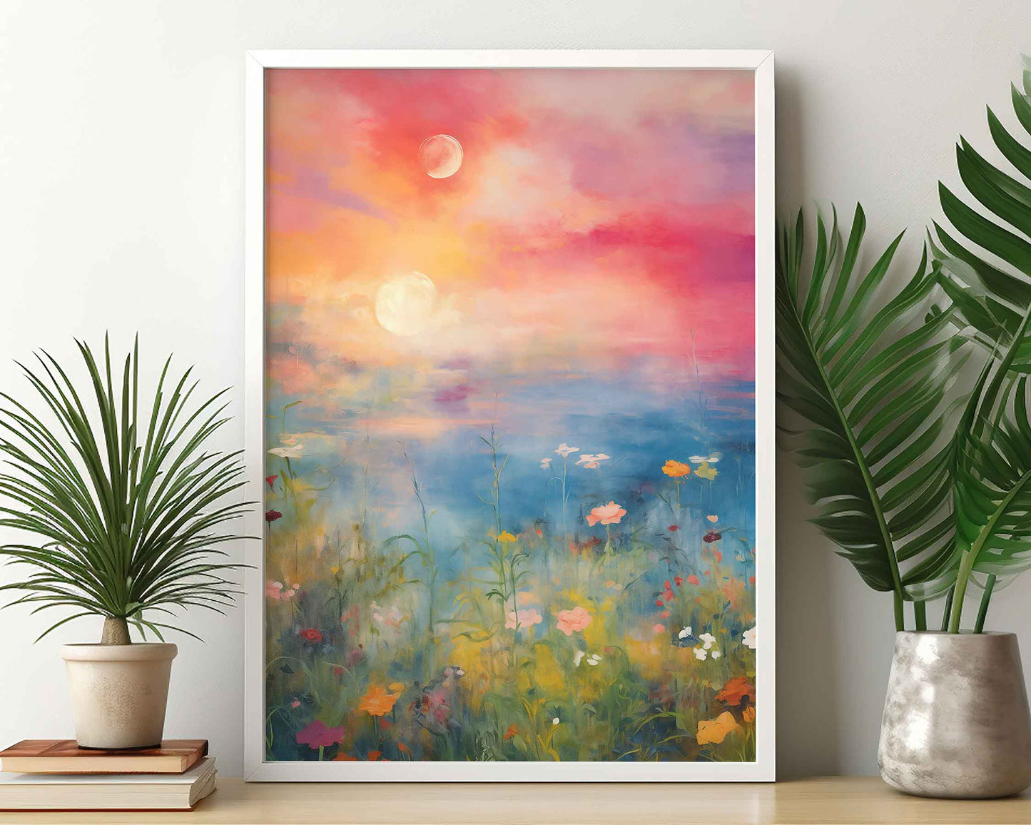 Framed Image of Gauguin Style Soft Evening Meadow Wall Art Print Poster